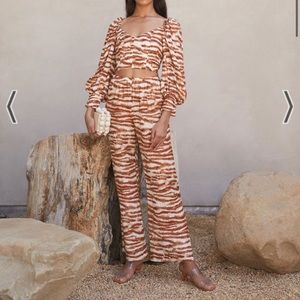 Cult Gaia silk Stacie Amber Multi pants sz M